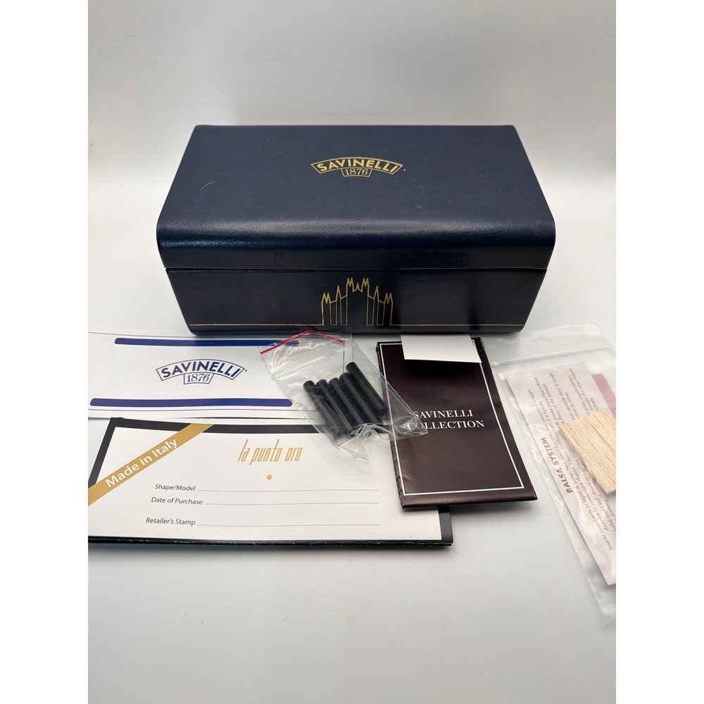 Savinelli 1876 Navy Blue Pipe Presentation Box Case with 6mm Balsa Filters Italy